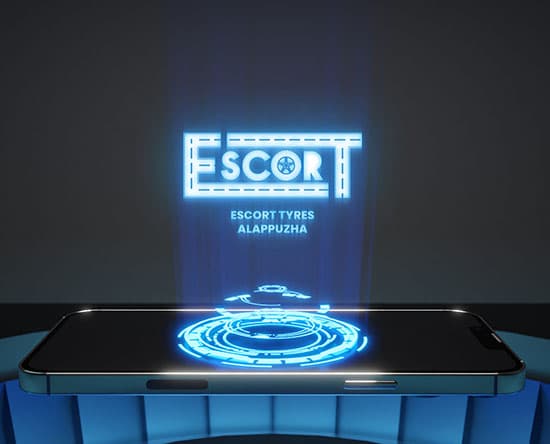 Escort Tyres logo projection mockup