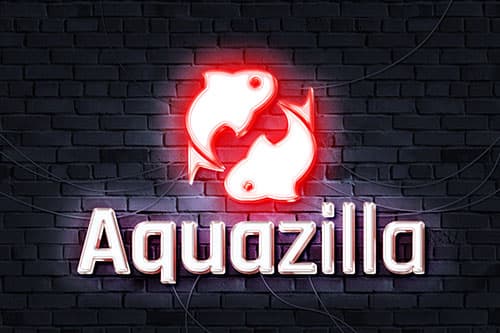 Aquazilla logo in neon lighting